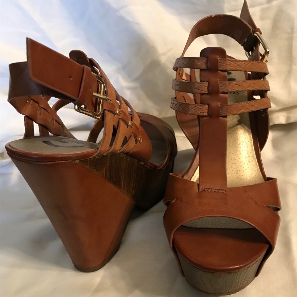 G by Guess wooden platform wedges size 7.5 M.